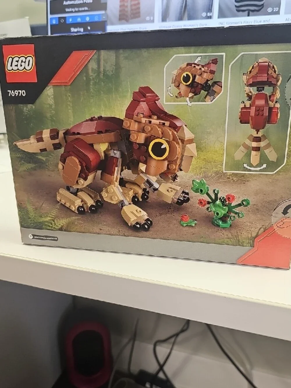 NEW! LEGO Jurassic World Baby Dinosaur Aquilops Building Set - Brown, Tan, Red